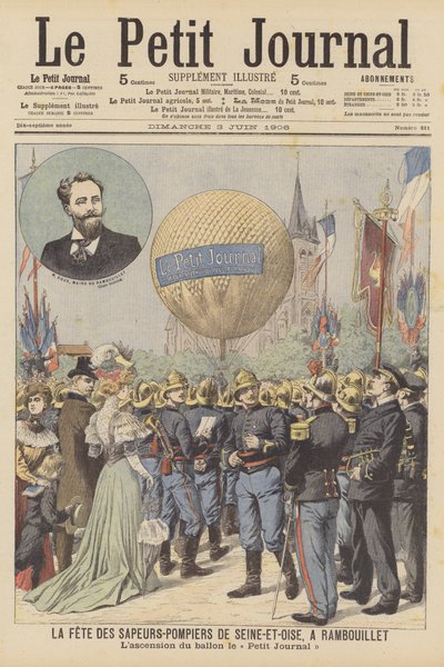 Festa dos Bombeiros de Seine-et-Oise em Rambouillet, Paris (cor litho) de French School