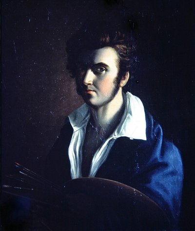 Auto-retrato de um artista (óleo sobre painel) de French School