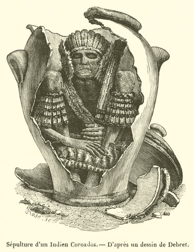 Sepultura de um índio Coroados (gravura) de French School