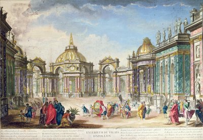 Cenografia para o exterior do Palácio Apollos, publicado em Paris, 1748 de French School