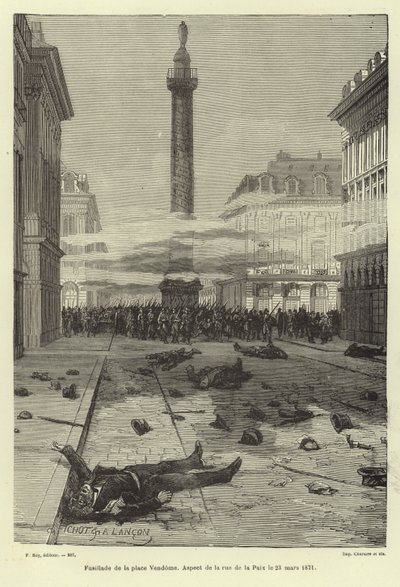 Tiroteios na Place Vendome, Paris, Paris Commune, 23 de março de 1871 de French School