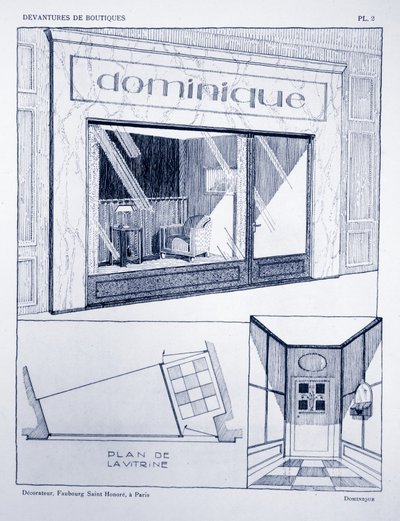 Frente de loja, plana 2, ilustração de montras por Louis-Pierre Sezille, Paris, 1927 de French School