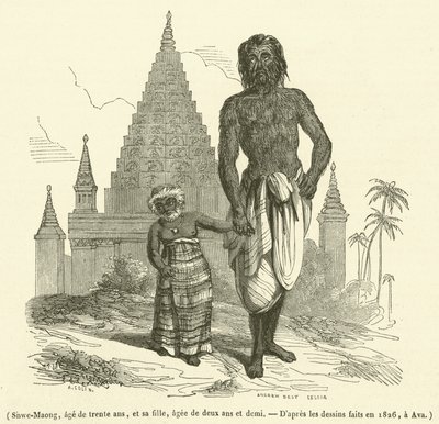 Shwe-Maong, trinta anos, e sua filha, dois anos e meio (gravura) de French School