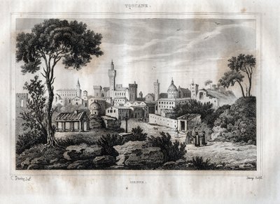 Siena - Siena - Toscana - Toscana - Gravura de "Picturesque Italy" de M. de Norvins, Ch. Nodier 1834-1836. de French School