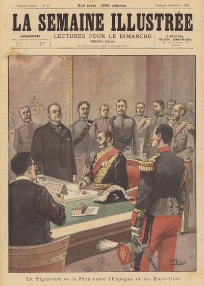 Assinatura de um Protocolo de Paz que encerra as hostilidades na Guerra Hispano-Americana, Washington DC, 12 de agosto de 1898 de French School