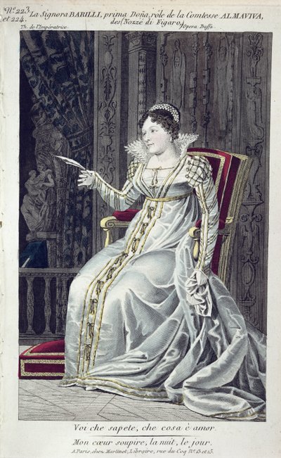 Sra. Barilli no papel da condessa Almaviva em O casamento de Figaro de French School