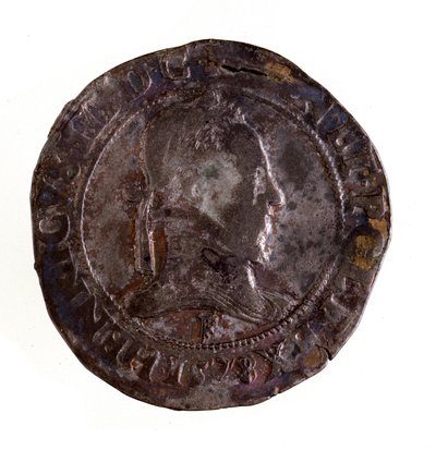 Testão de prata francês (teston), reinado do rei Henrique III da França (Henri III) (1574-1589) Diam. 3,5 cm Nápoles, museo arqueológico de French School