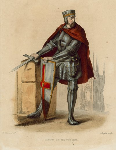 Simon de Montfort (gravura a cores) de French School