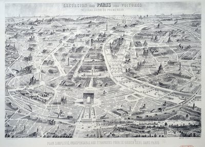 Plano simplificado de Paris indispensável aos estranhos para se orientarem sozinhos na cidade. Placa retirada de "Novo guia do caminhante, excursão de Paris sem carro" Paris do século XX, Musee Carnavalet de French School