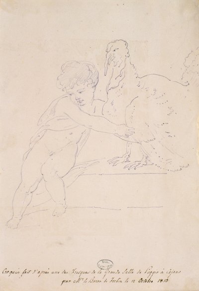 Esboço do Grande Salão em Poggio a Caiano, 12 de outubro de 1813 de French School