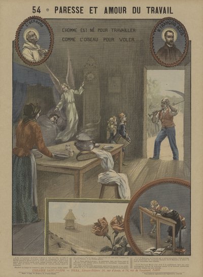 Preguiça e diligência (cor litho) de French School