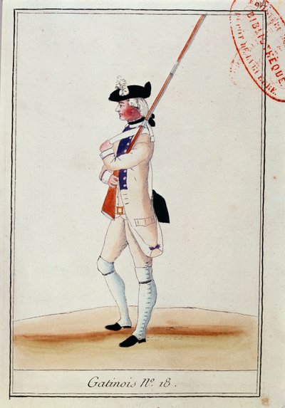 Soldado do regimento Grenadier Gatinois, c.1780 de French School
