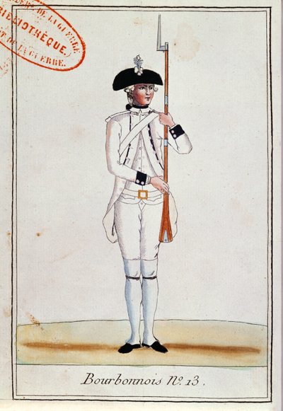 Soldado do Regimento de Bourbonnois, c.1780 de French School