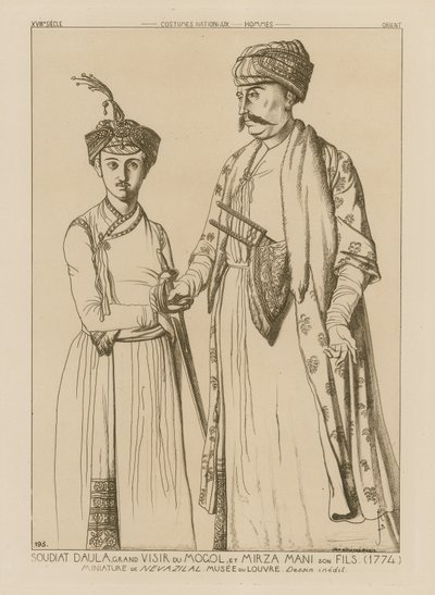 Soudiat Daula, grão-vizir dos mongóis e seu filho Mirza Mani (1774) de French School