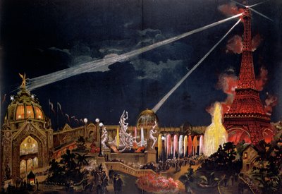 Lembrança das Iluminações em Paris para comemorar o 1º Centenário da Revolução Francesa durante a Exposição Universal de 1889 de French School