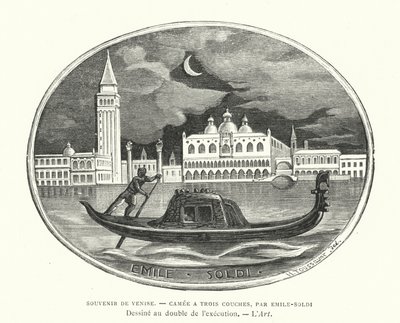Souvenir de Veneza, camafeu desenhado pelo escultor francês Emile Soldi de French School