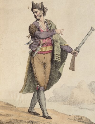 Contrabandista espanhol da área de Cádiz, 1815, gravado por Langlume (século XIX) de French School