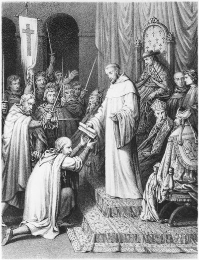 São Bernardo, abade de Clairvaux, dando aos Templários suas regras de French School