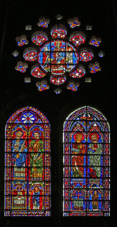 St Cosmos, St Damien, St Gervais e Proteus; padres doadores; a Virgem e o Filho acima (w120) de French School