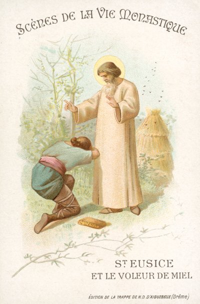 São Eusice e o ladrão de mel (chromolitho) de French School