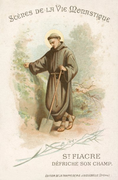 São Fiacre a limpar o seu campo (chromolitho) de French School