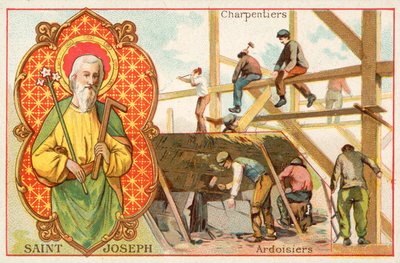 São José, santo padroeiro dos carpinteiros e telhadores (chromolitho) de French School