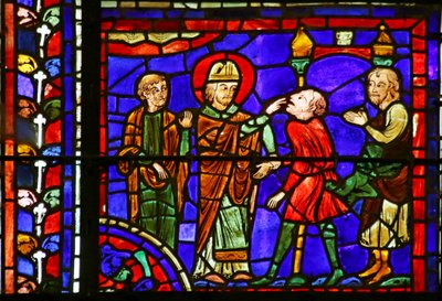 St. Martin Cura uma alma possuída, cena da vida de St. Martin, Catedral de Chartres de French School