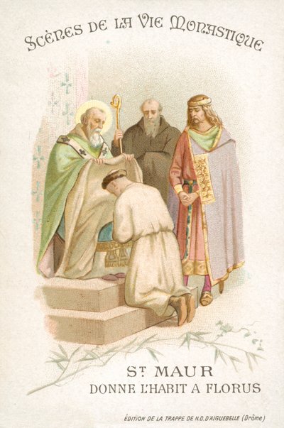 São Maurício dá a Florus o seu hábito (chromolitho) de French School