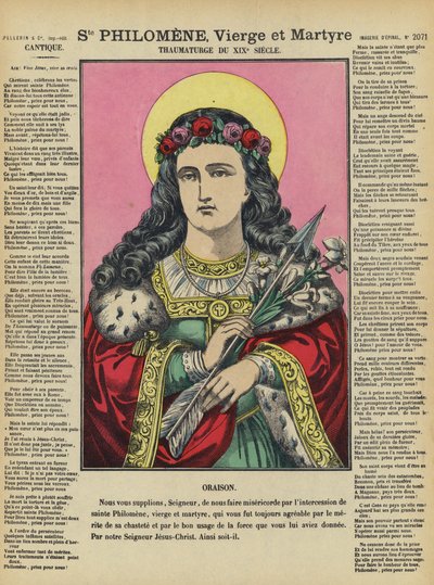 Santa Filomena, virgem e mártir (litografia a cores) de French School