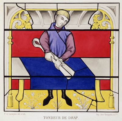 Vidro manchado mostrando um mero lençol de folhas, Igreja de Nossa Senhora de Semur de French School