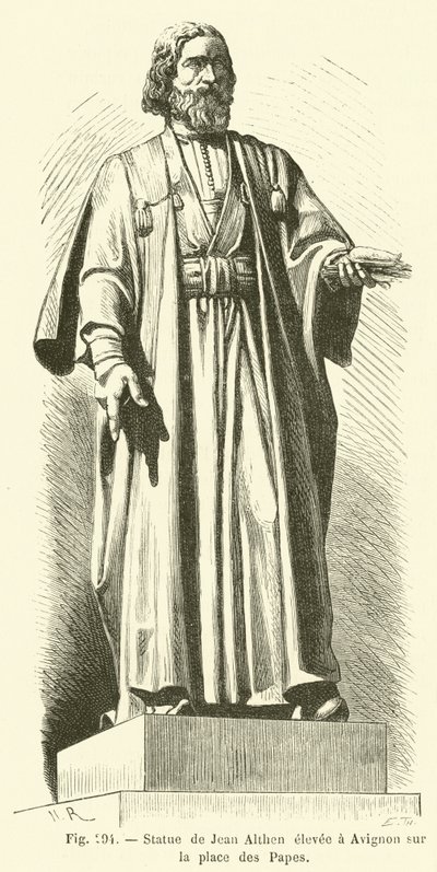 Estátua de Jean Althen erigida em Avignon na Place des Papes (gravura) de French School