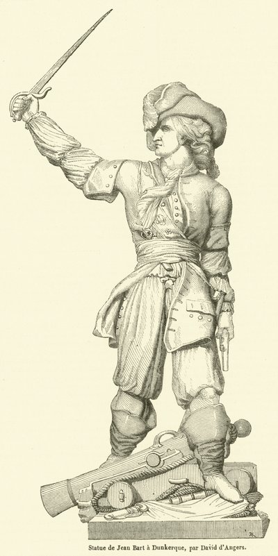 Estátua de Jean Bart em Dunquerque (gravura) de French School