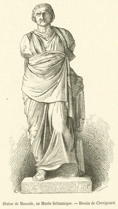 Estátua de Mausoléu, no Museu Britânico (gravura) de French School