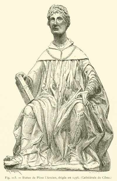 Estátua de Plínio o Ancião, erigida em 1498, Catedral de Como (gravura) de French School