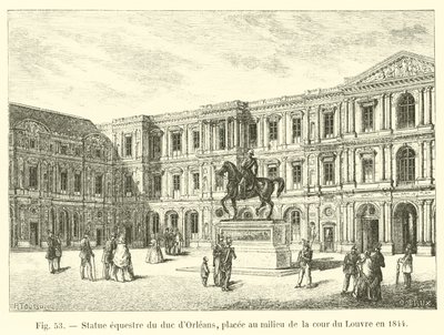 Estátua equestre do Duque de Orleans, colocada no meio do pátio do Louvre em 1844 de French School
