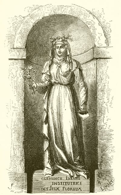 Estátua de Clemence Isaure na sala de Jeux Floraux em Toulouse de French School