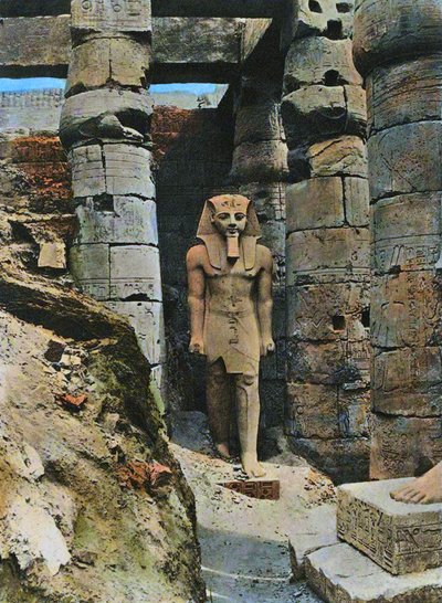 Estátua, de, ramses ii, luxor, egito, 1903, (hand, colorido, photo) de French School