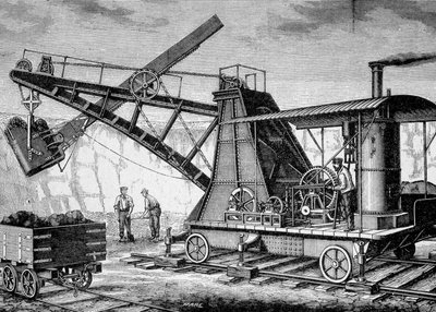 Steam Terrassier de Ruston e Proctor - in "Album of Science; illustrious scholars; Great Discoveries" 1896. de French School