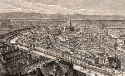 Estrasburgo - Bas-Rhin, na Alsácia - gravura em “Ilustre França: geografia, história, administração estatística” de VA Malt-Brown. 1884 de French School