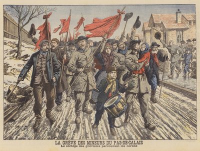 Greve dos mineiros do Pas-de-Calais, França (cor litho) de French School