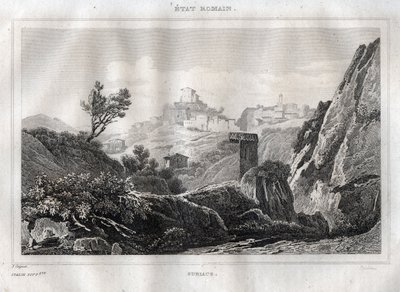 Subiaco Lazio na Cidade Metropolitana de Roma - Gravura de "Picturesque Italy" de M. de Norvins, Ch. Nodier 1834-1836. de French School