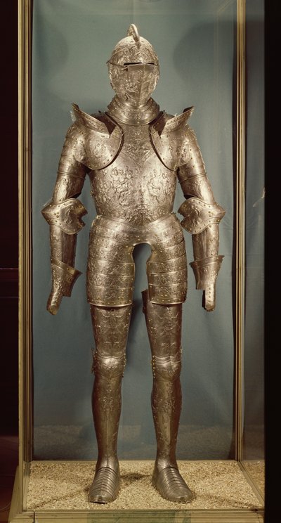 Terno de armadura de Henri II (1519-59) (ferro) de French School