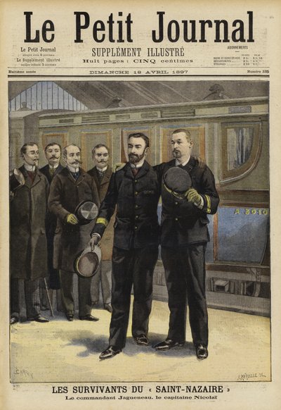 Sobreviventes do naufrágio da Ville de Saint Nazaire, 1897 de French School