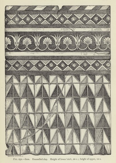 Susa, argila esmaltada, altura do tijolo inferior, 20 c; altura da parte superior, 12 c de French School