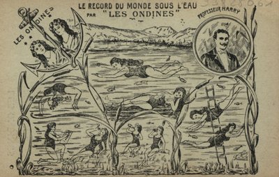 Raparigas nadadoras (litho) de French School