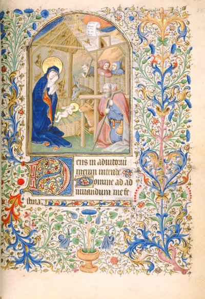 T.2629 Ms 63 f.55r A Natividade (Uso de Paris) c.1460 de French School