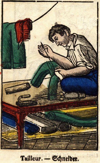 Alfaiate; Série sobre o comércio, imagem da Epinal do século XIX. de French School