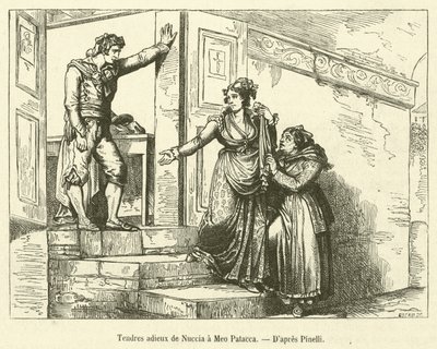 Ternura de despedida de Nuccia para Meo Patacca (gravura) de French School