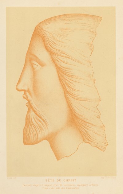 Cabeça de terracota de Jesus Cristo (chromolitho) de French School