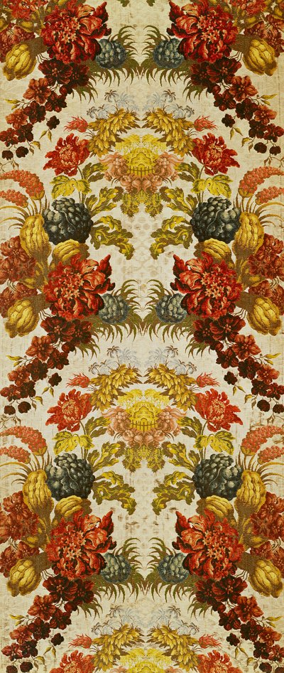 Têxtil com padrão floral repetitivo, oficina de Lyon, c.1740 (brocado de seda) de French School